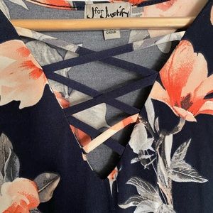 Floral Midi-Dress with Criss Cross Detail